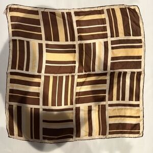 Echo Brown and Cream Silk Striped Scarf